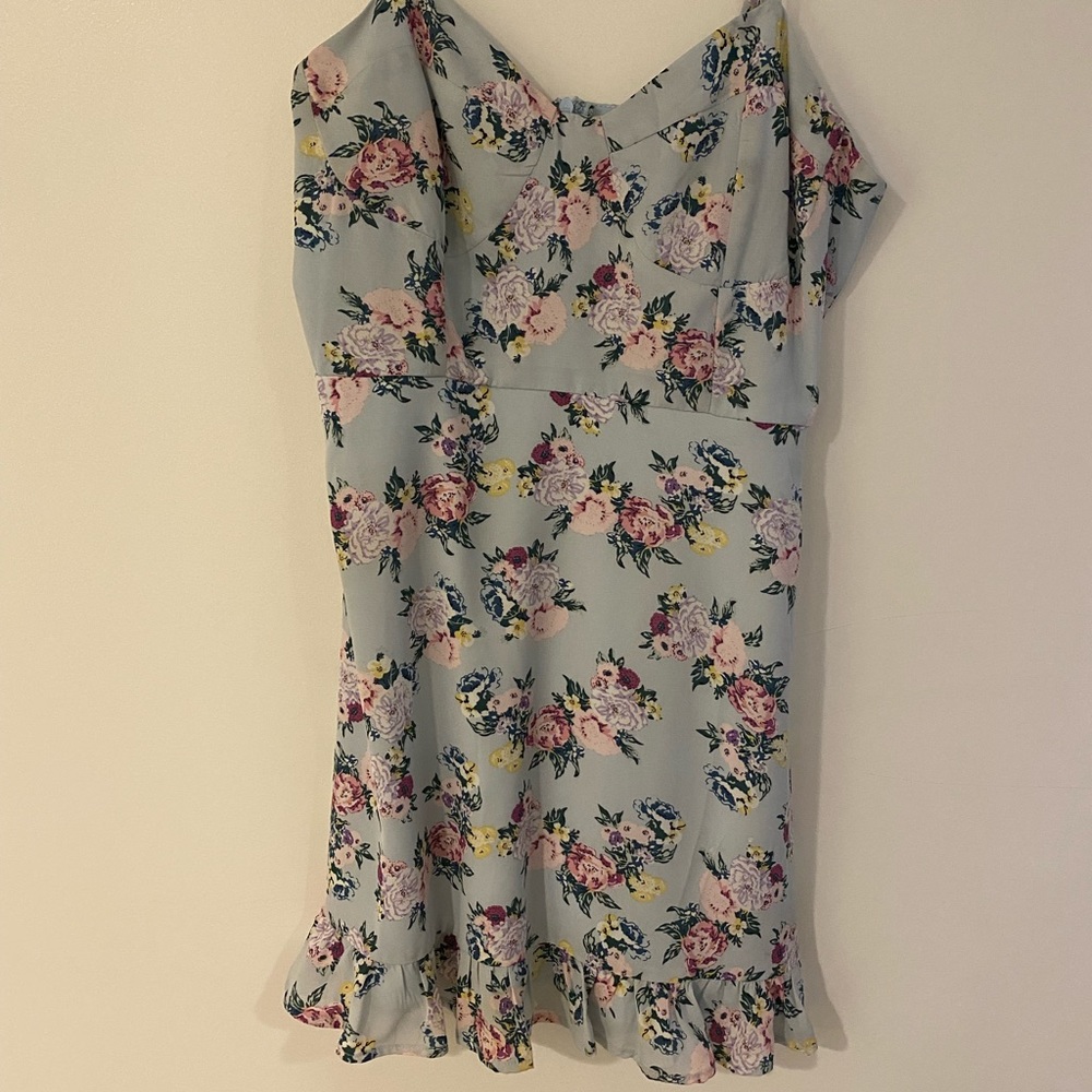 blue floral dress